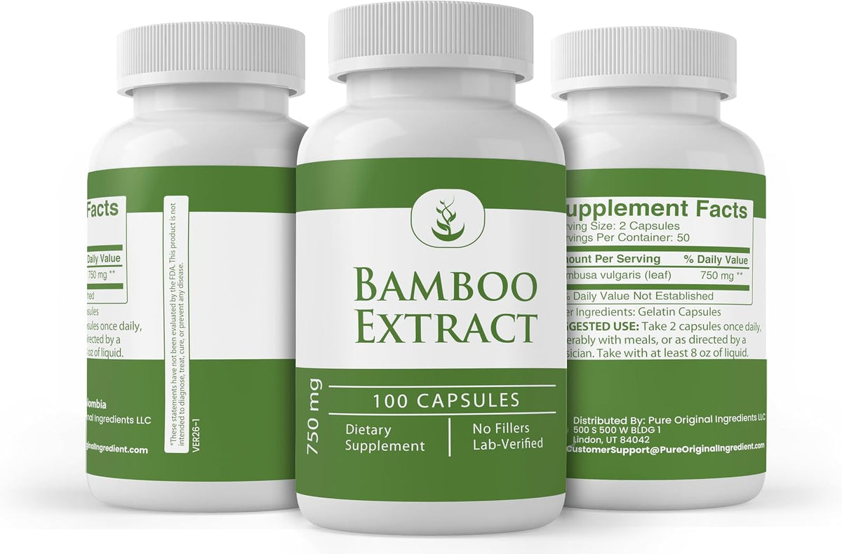 Pure Original Ingredients Bamboo Extract, (100 Capsules) - görsel 4