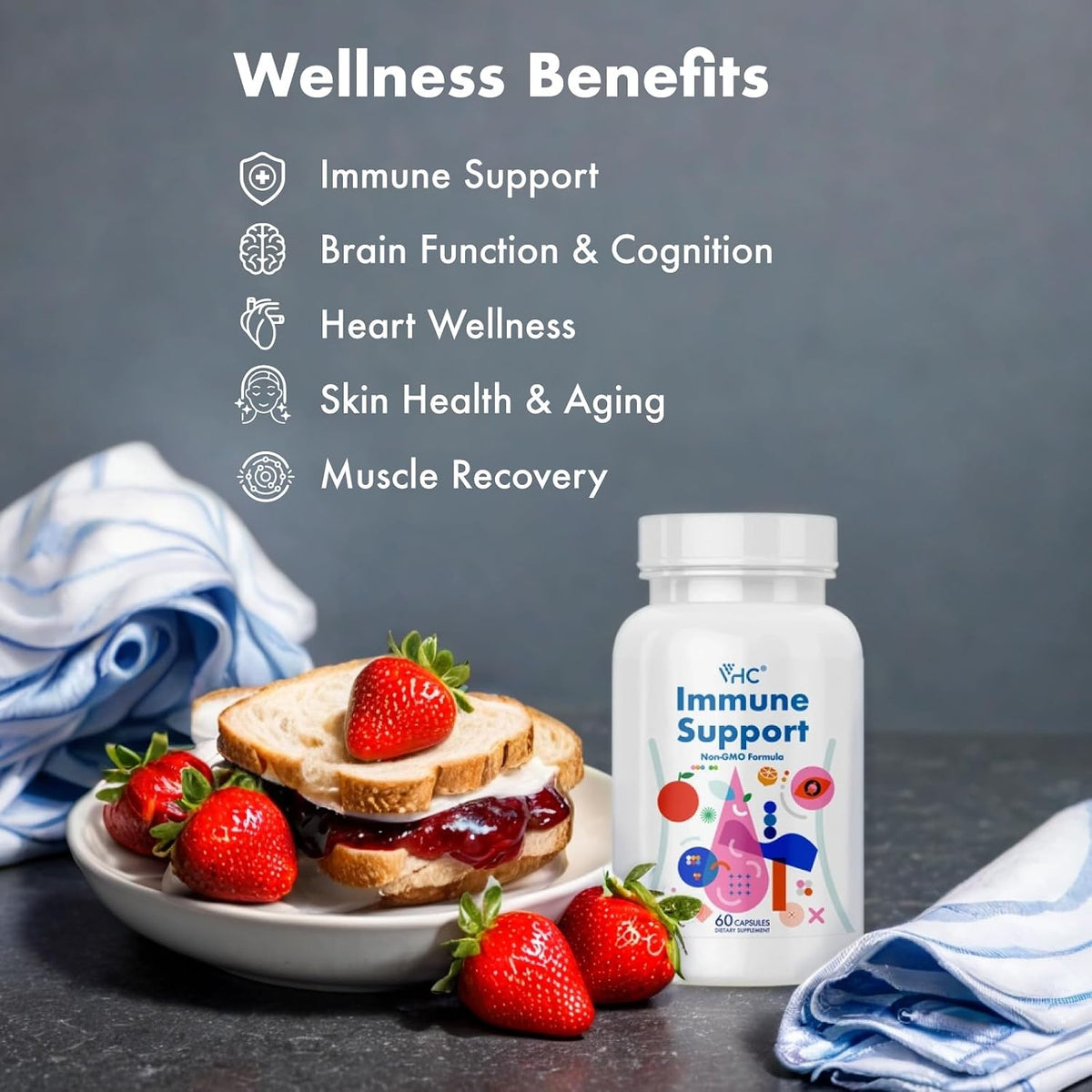 VHC Immune Support Complex – Vitamin C, E, Selenium, Quercetin, Beta-Glucans & More - görsel 3