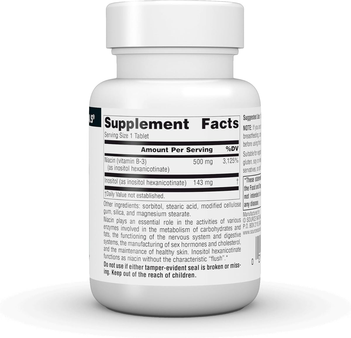 Source Naturals Flush-Free Niacin 500 mg, Inositol Hexanicotinate, 30 Vegetarian Tablets - görsel 3