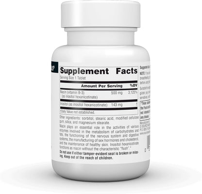 Source Naturals Flush-Free Niacin 500 mg, Inositol Hexanicotinate, 30 Vegetarian Tablets