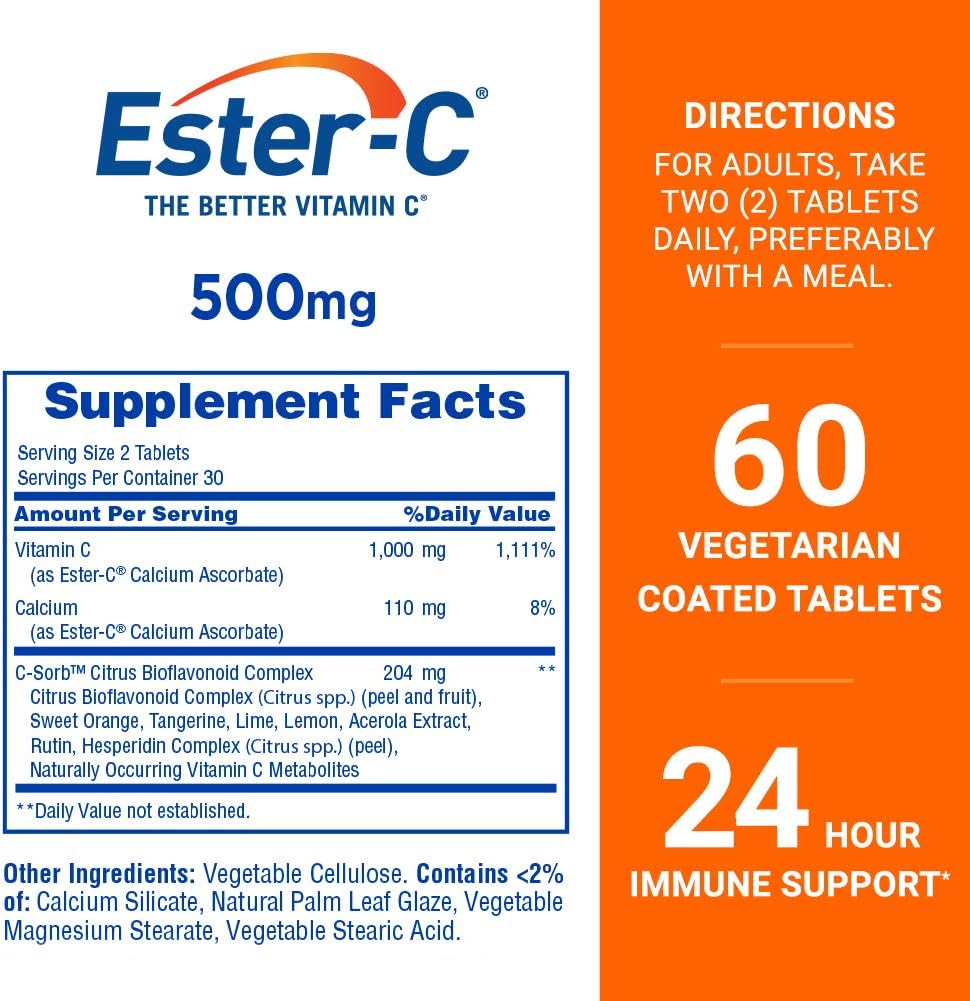 Ester-C Vitamin C 500 mg Tablets – 60 Tablets - görsel 2