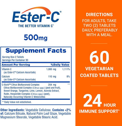 Ester-C Vitamin C 500 mg Tablets – 60 Tablets
