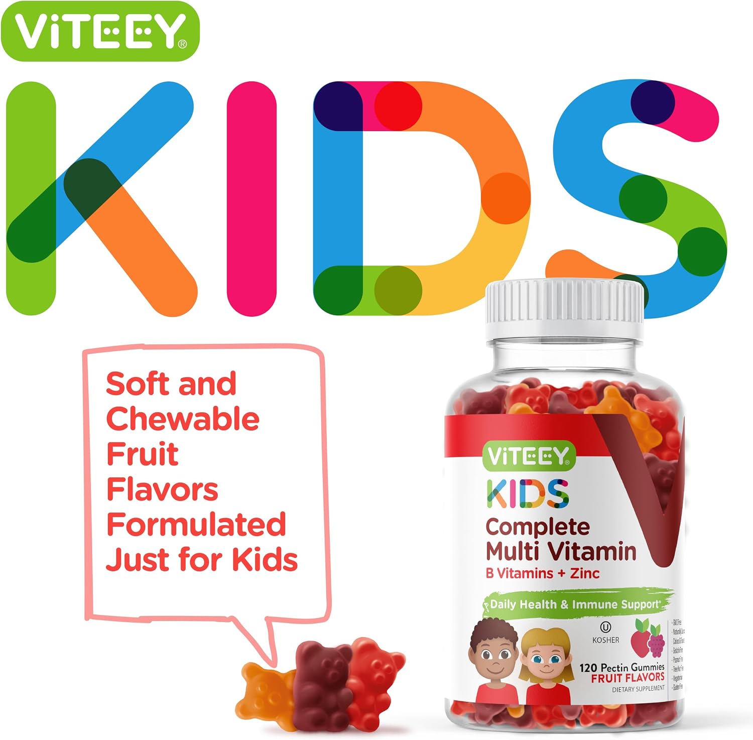 Viteey Kids Multivitamin Gummies – Complete Daily Essential Vitamins (120 Count) - görsel 2