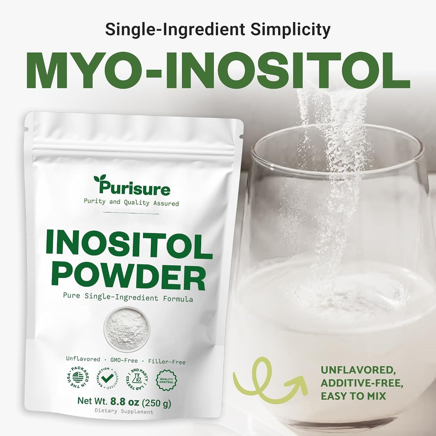 Purisure Inositol Powder (250g) - Pure Inositol for Hormonal Balance, Fertility Support & Brain Wellness - Vegan, Non-GMO, 500 Servings - görsel 5