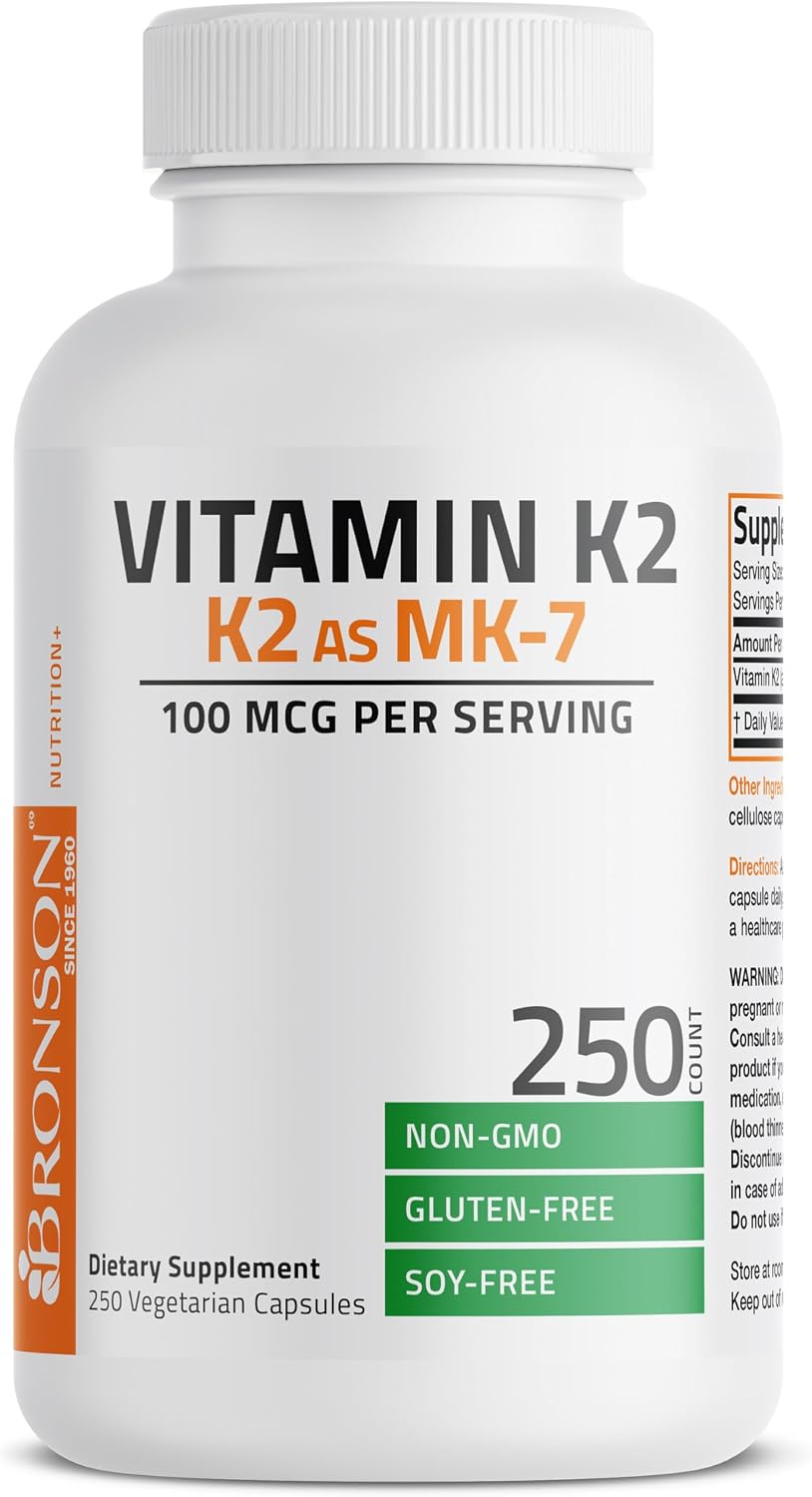 Bronson Vitamin K2 MK-7 Menaquinone 100 mcg, 250 Capsules - görsel 5