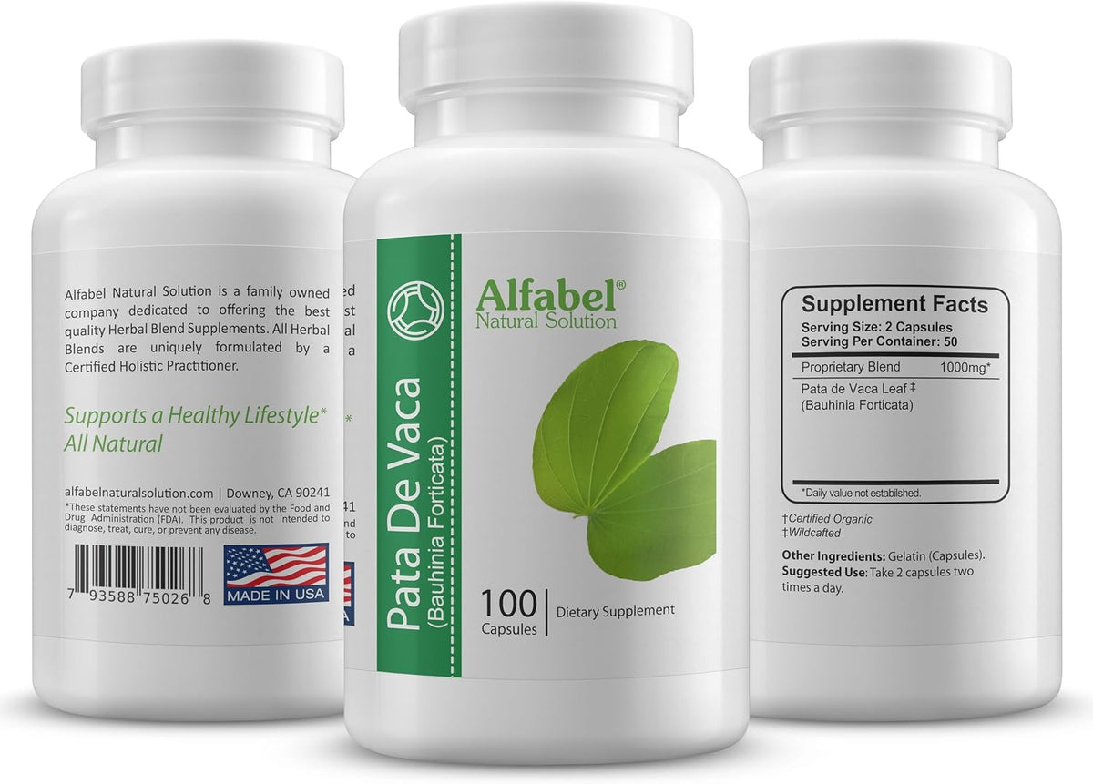 Alfabel Natural Solution Pata de Vaca (Cow's Foot Leaves) - 100 Capsules - görsel 1