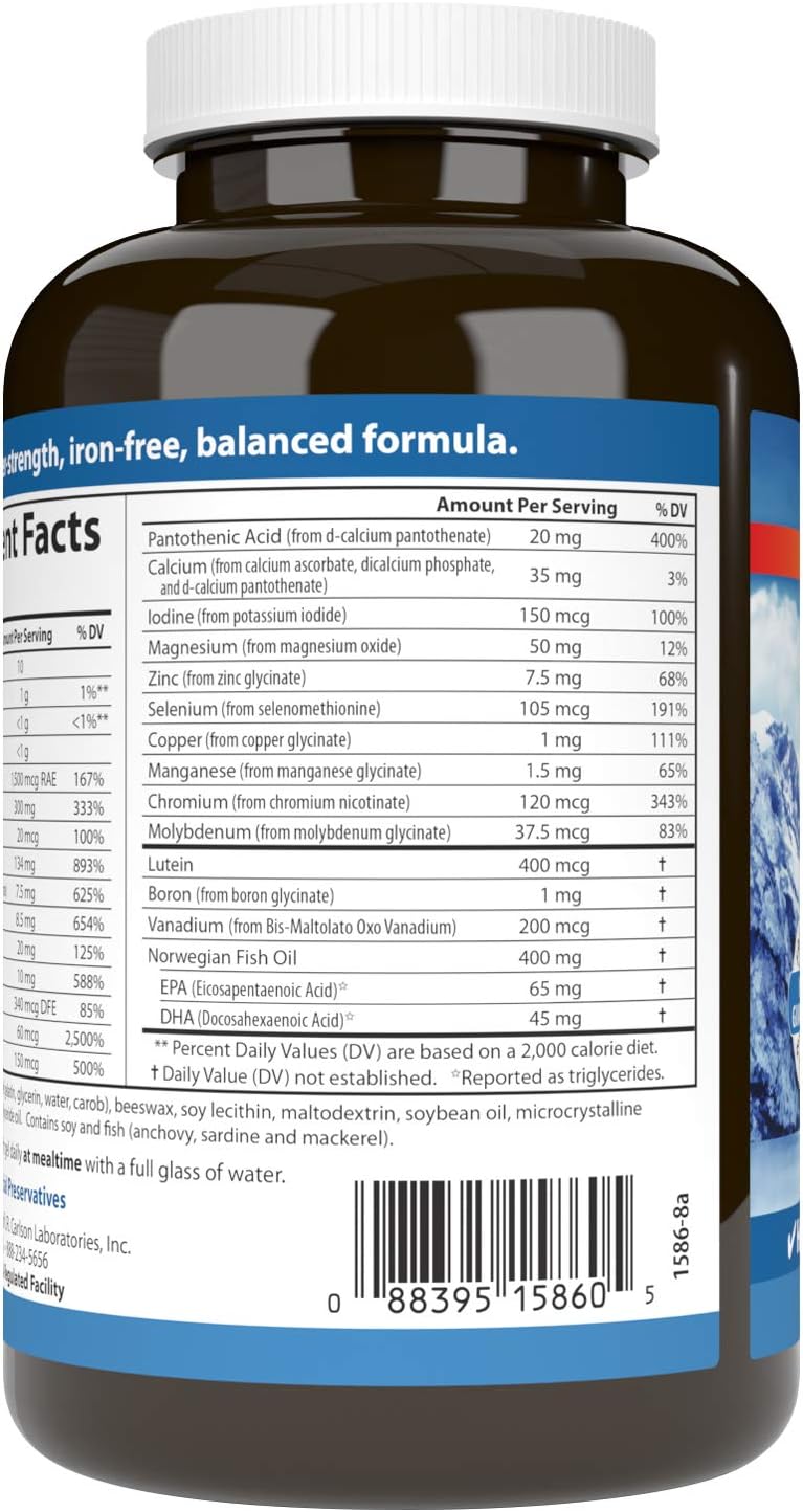 Carlson Multi + Omega-3, Fish Oil with Vitamins and Minerals, 120 Softgels - görsel 3