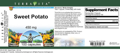 Sweet Potato 450 mg Food Supplement - 100 Capsules (3-Pack) | TerraVita