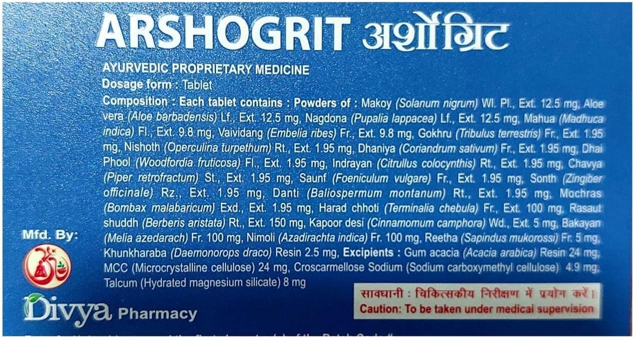 Ethnic Choice Arshogrit Tablet - Ayurvedic Support for Piles & Fistula (60 Tablets, Pack of 2) - görsel 2