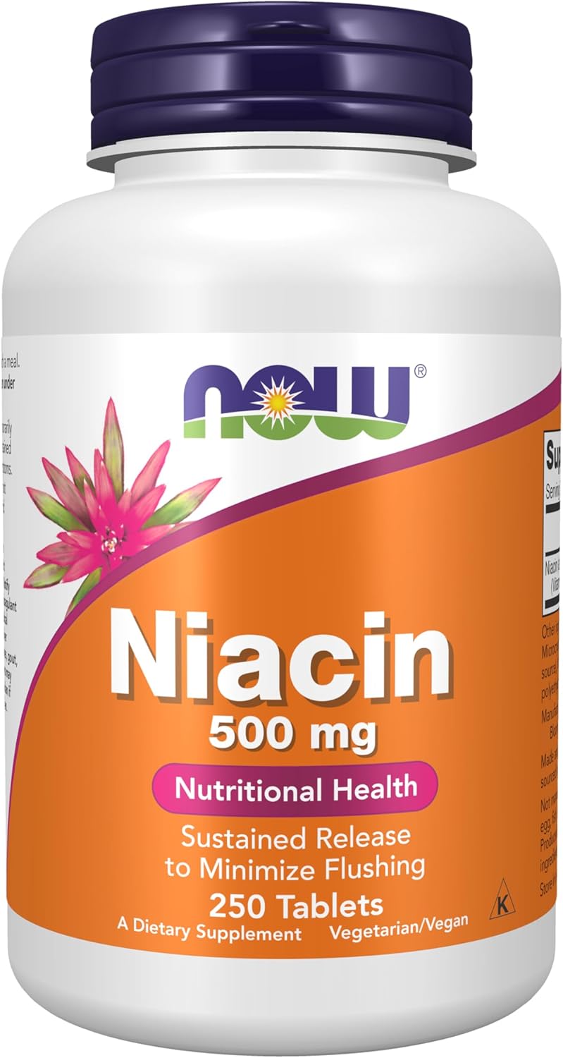 NOW Foods Niacin (Vitamin B3) 500 mg, Sustained Release, 250 Tablets - görsel 1