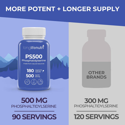 Phosphatidylserine Pure 500mg – 180 Vegetarian Capsules, 3-Month Supply
