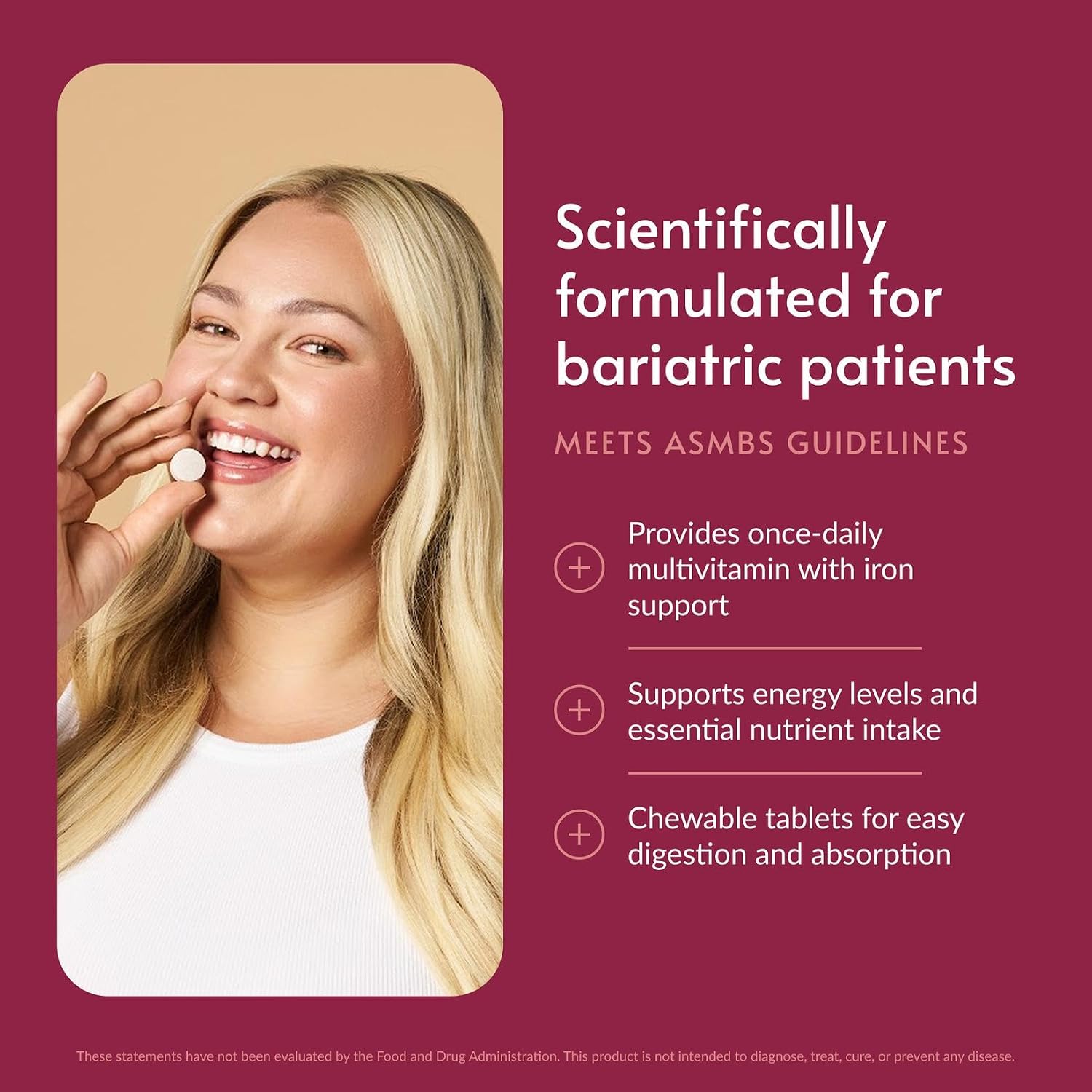 Bariatric Advantage Chewable Ultra Solo with Iron - Daily Multivitamin for Bariatric Patients - Citrus - 90 Tablets - görsel 2