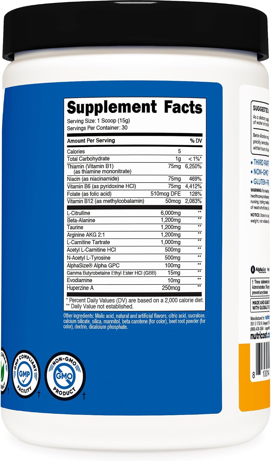 Nutricost Stim-Free Pre-Workout, 30 Servings (Peach Mango) - Caffeine-Free, Stimulant-Free, Non-GMO, Gluten-Free - görsel 5