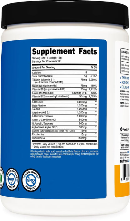 Nutricost Stim-Free Pre-Workout, 30 Servings (Peach Mango) - Caffeine-Free, Stimulant-Free, Non-GMO, Gluten-Free