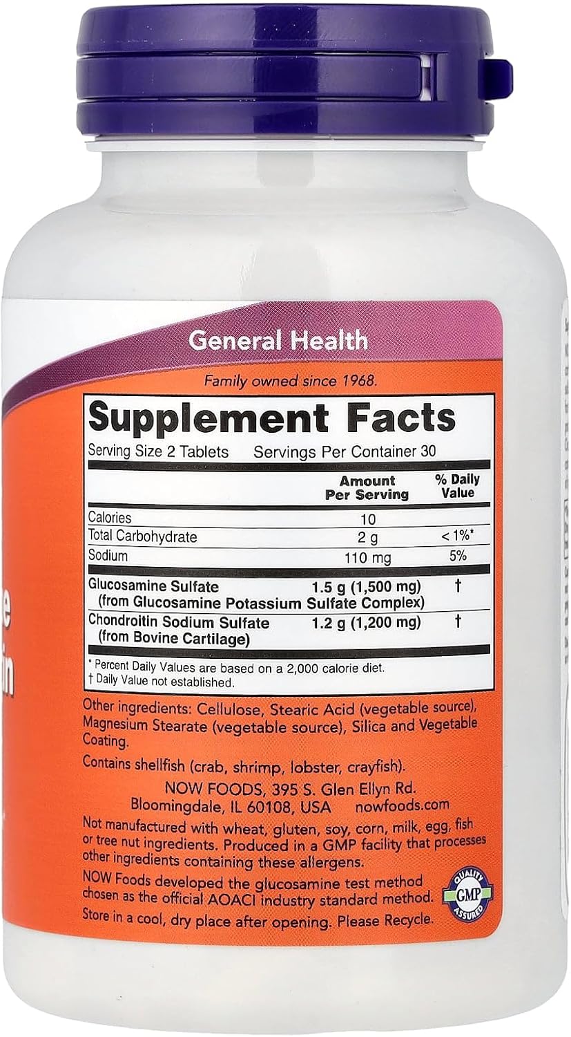 NOW Foods Extra Strength Glucosamine & Chondroitin - 60 Tablets - görsel 2