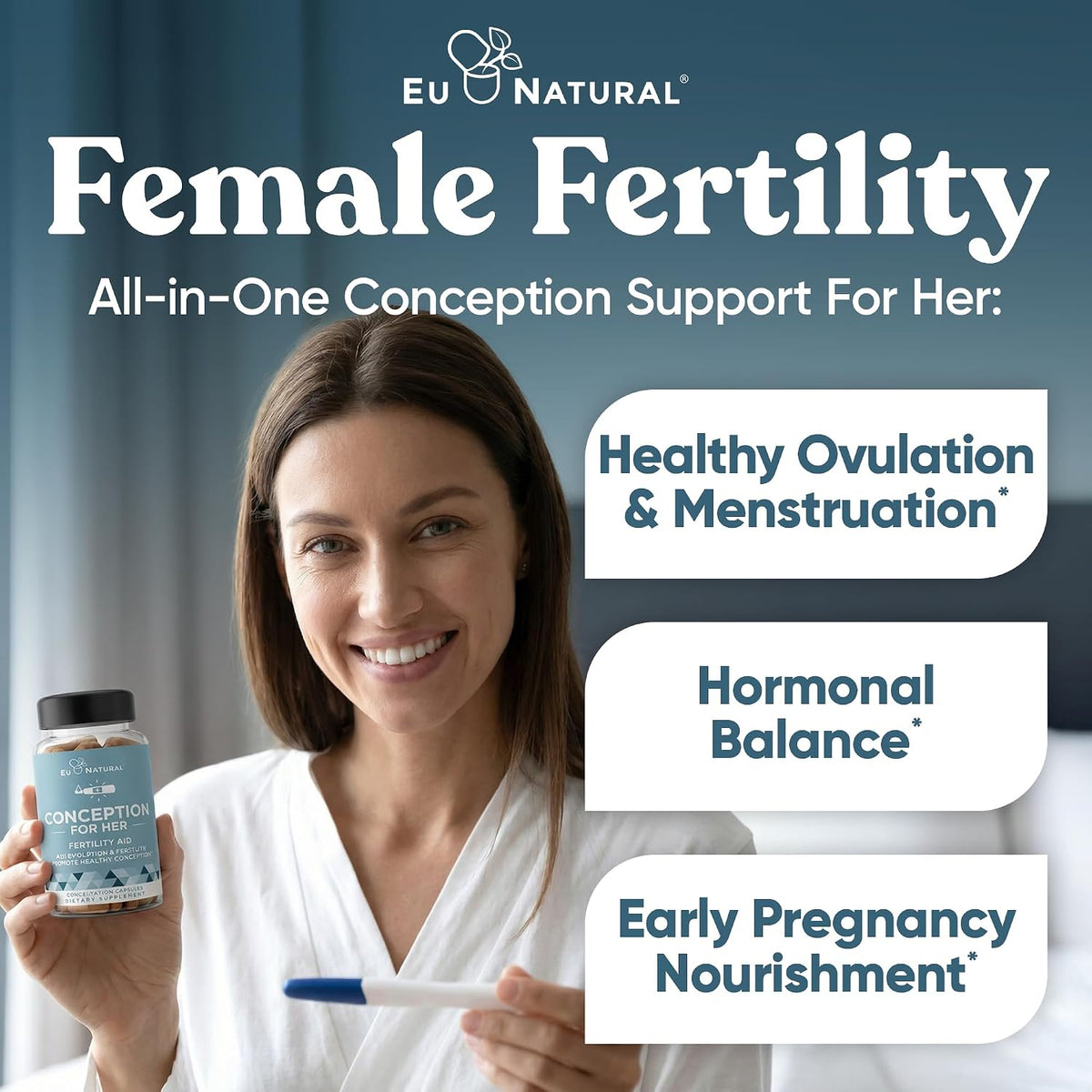 Eu Natural Conception for Her - Fertility Supplement with Myo-Inositol, Folate & Vitex - 60 Capsules - görsel 2