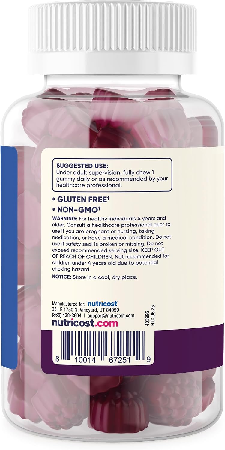 Nutricost Kids Vitamin D3 Gummies 2,500 IU (62.5 µg), 120 Gummies - Mixed Berry Flavour - görsel 4