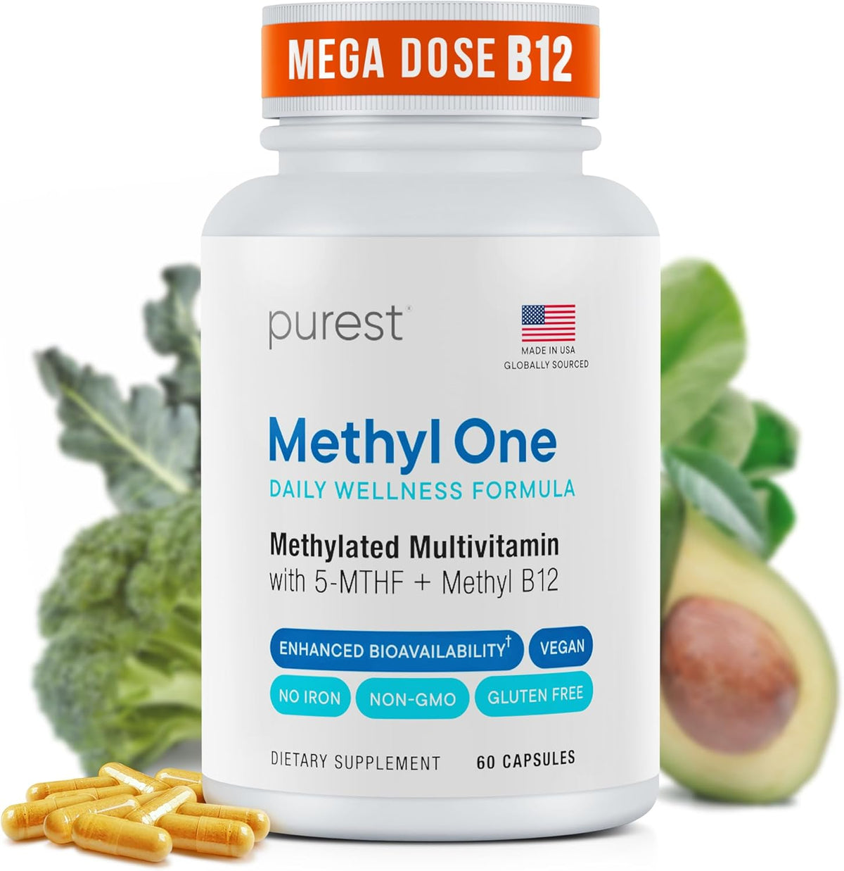 Purest Methylated Multivitamin for Men and Women | Methylated B12 1000mcg, Methylfolate, B Complex, Vitamins D, C, E, A, Biotin | Daily Methylate Multivitamin for Energy & Wellness - görsel 1