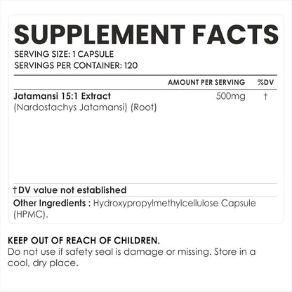 AMALTH Jatamansi Capsules 500 mg - Herbal Root Extract Supplement, 120 Veg Capsules