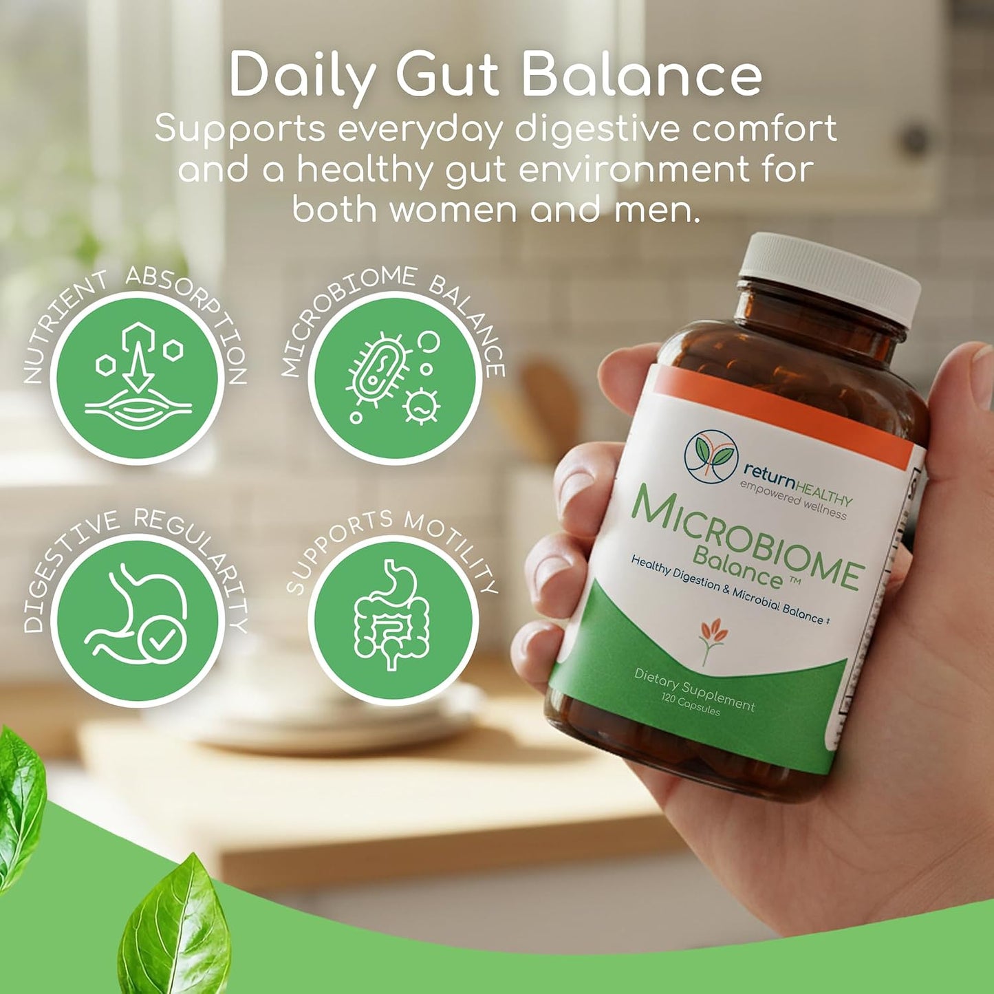 Microbiome Balance – Gut Health Supplement with Monolaurin & Caprylic Acid – 120 Capsules - görsel 3