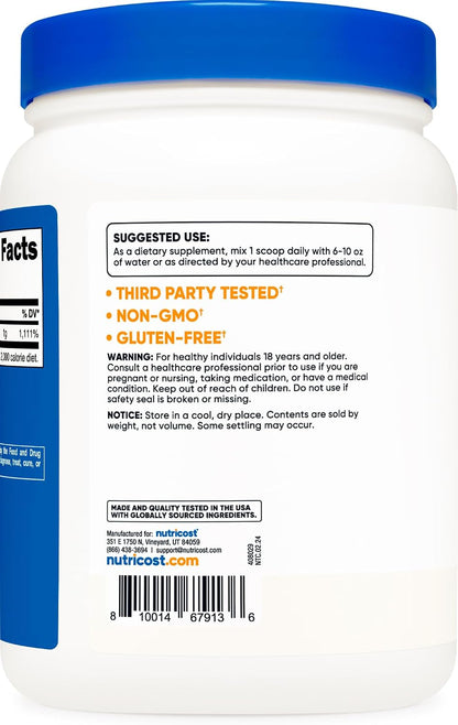 Nutricost Ascorbic Acid Powder (Vitamin C) 907 g - Gluten-free, Non-GMO