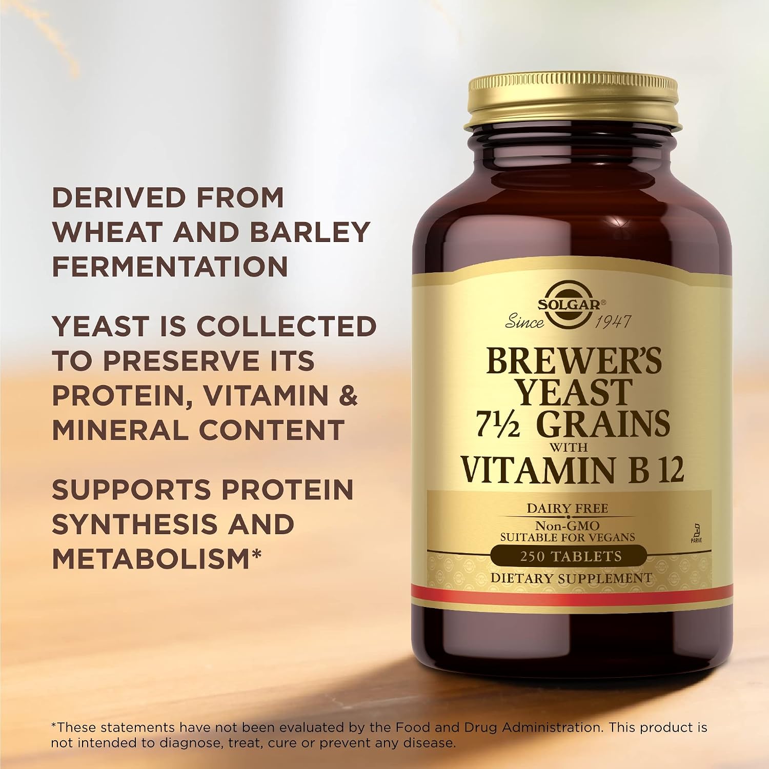 Solgar Brewer's Yeast 7½ Grains with Vitamin B12 - 250 Tablets (Pack of 2) - görsel 5