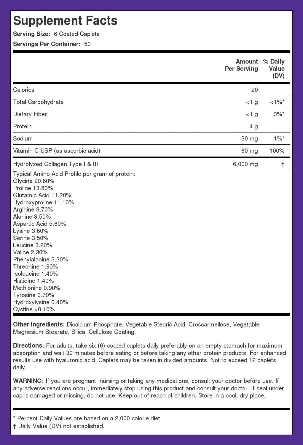 Piping Rock Collagen Peptides Plus Vitamin C Pills 6000mg - 300 Caplets - Hydrolysed Collagen Peptides Type I & III - görsel 8