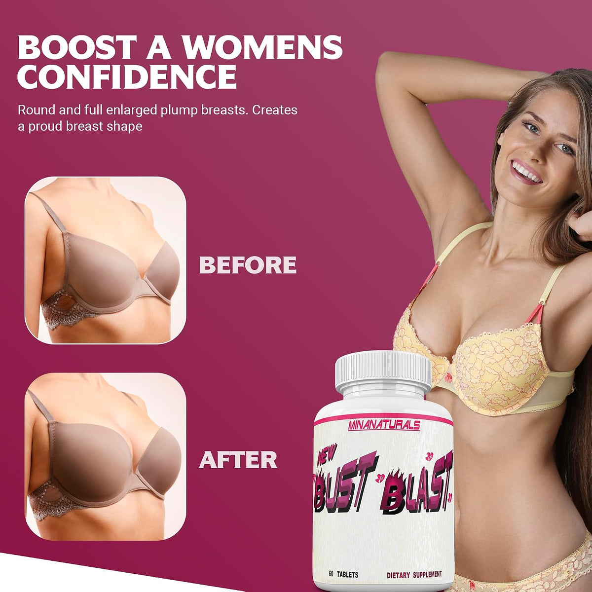 Bust Blast Loaded – Female Breast Enhancement Tablets, 60 Count - görsel 3