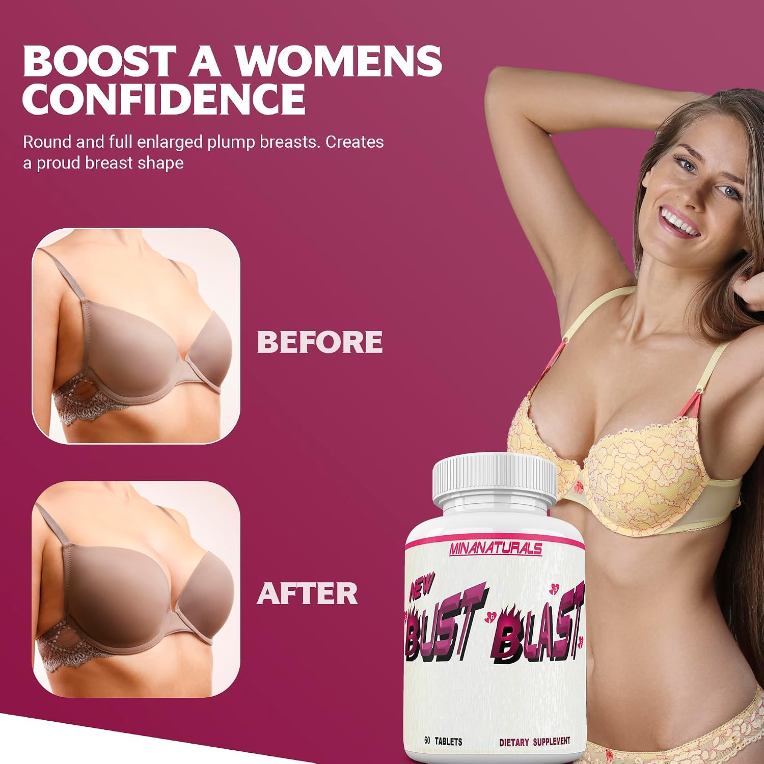 Bust Blast Loaded – Female Breast Enhancement Tablets, 60 Count - görsel 3