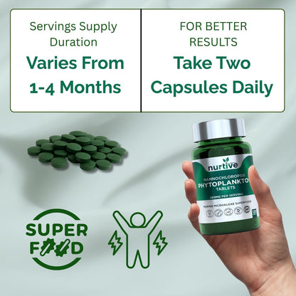 NURTIVE Nannochloropsis Phytoplankton Tablets – 250mg, 120 Tablets
