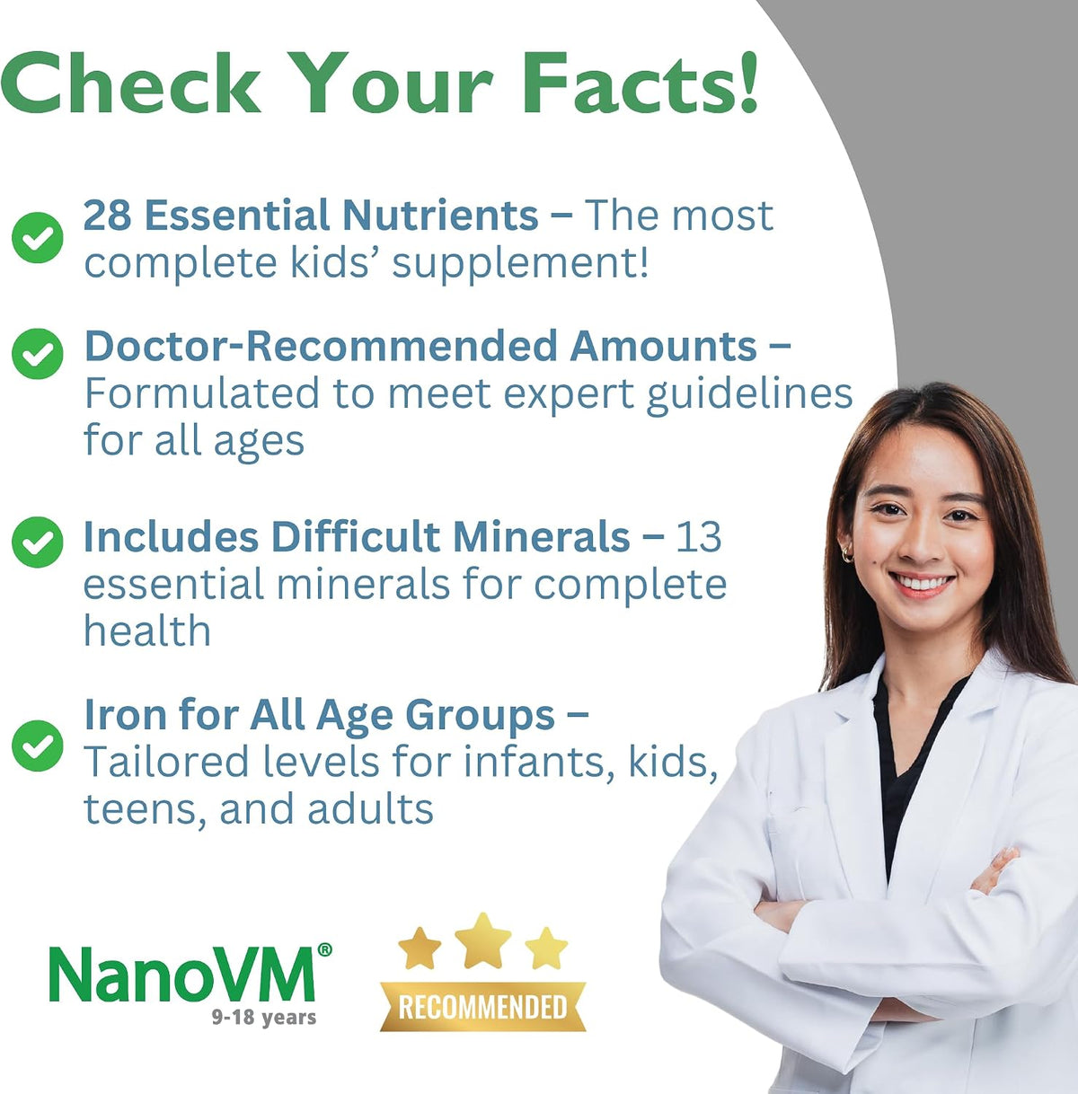 NanoVM Allergen-Free Children's Multivitamin Powder – Unflavoured, 13 Vitamins & 13 Minerals, Low-Carb (275g) - görsel 3