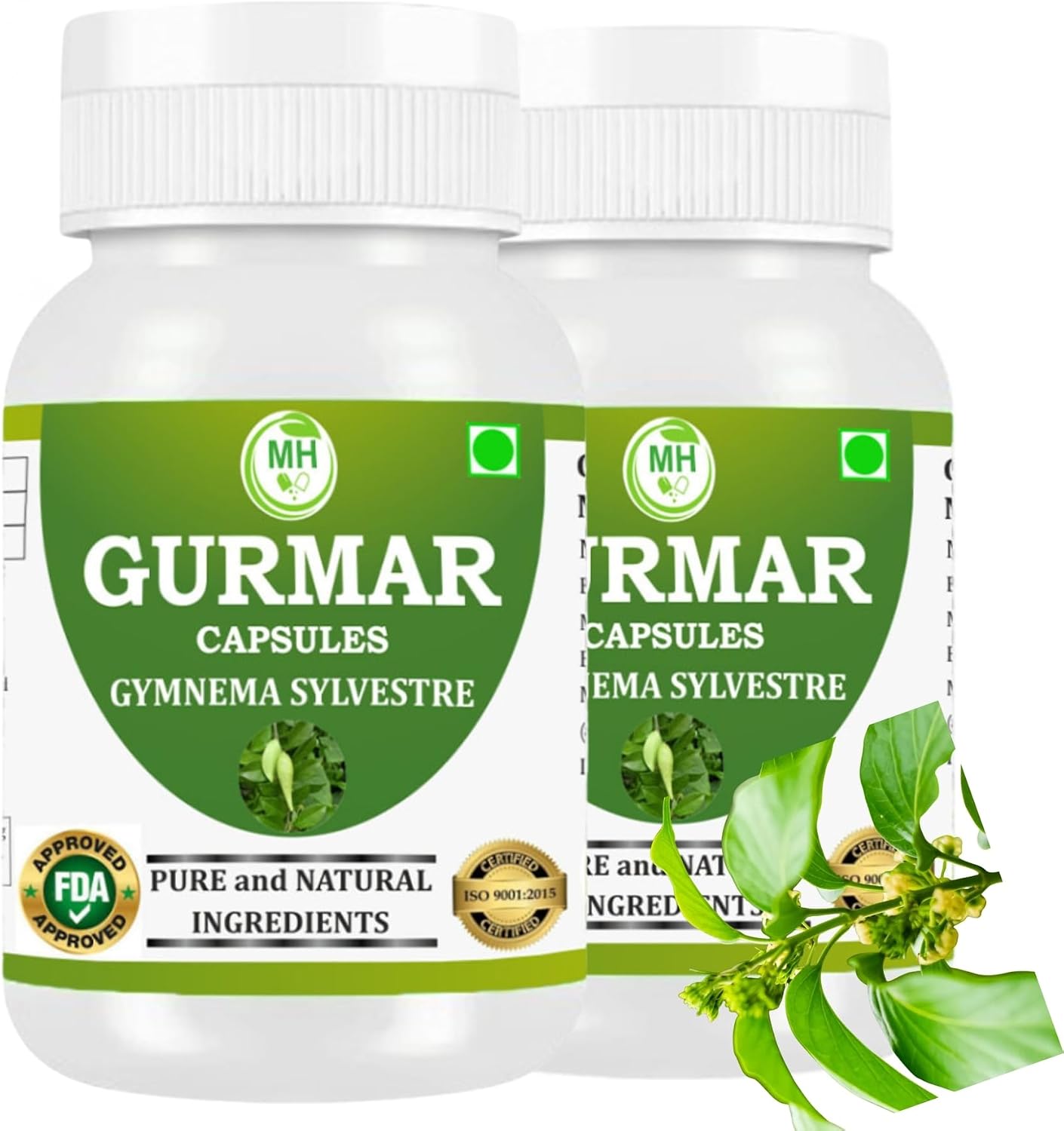 Morsan's Gudmar Extract (Gurmar) Capsules, Pack of 2 × 60 × 500 mg Veg. Capsules - görsel 1