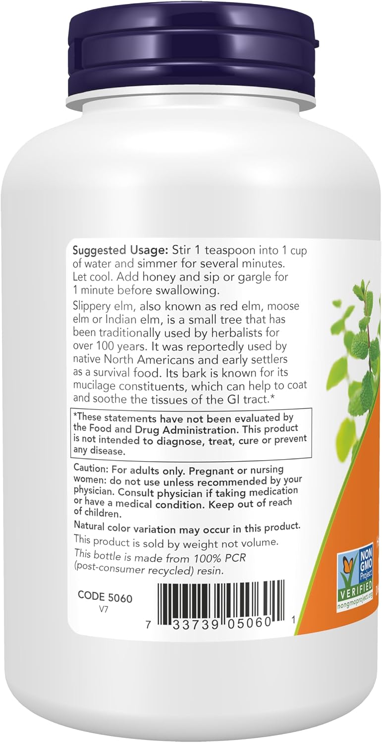 NOW Foods Slippery Elm Powder (Ulmus rubra), Non-GM, 113 g - görsel 3