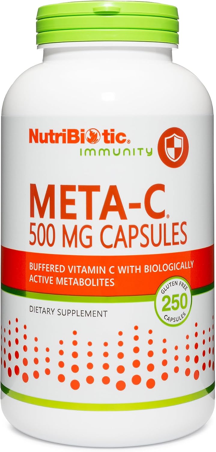 NutriBiotic Meta-C Capsules, Spirulina-Bound Vitamin C 500 mg, 250 Count - görsel 1