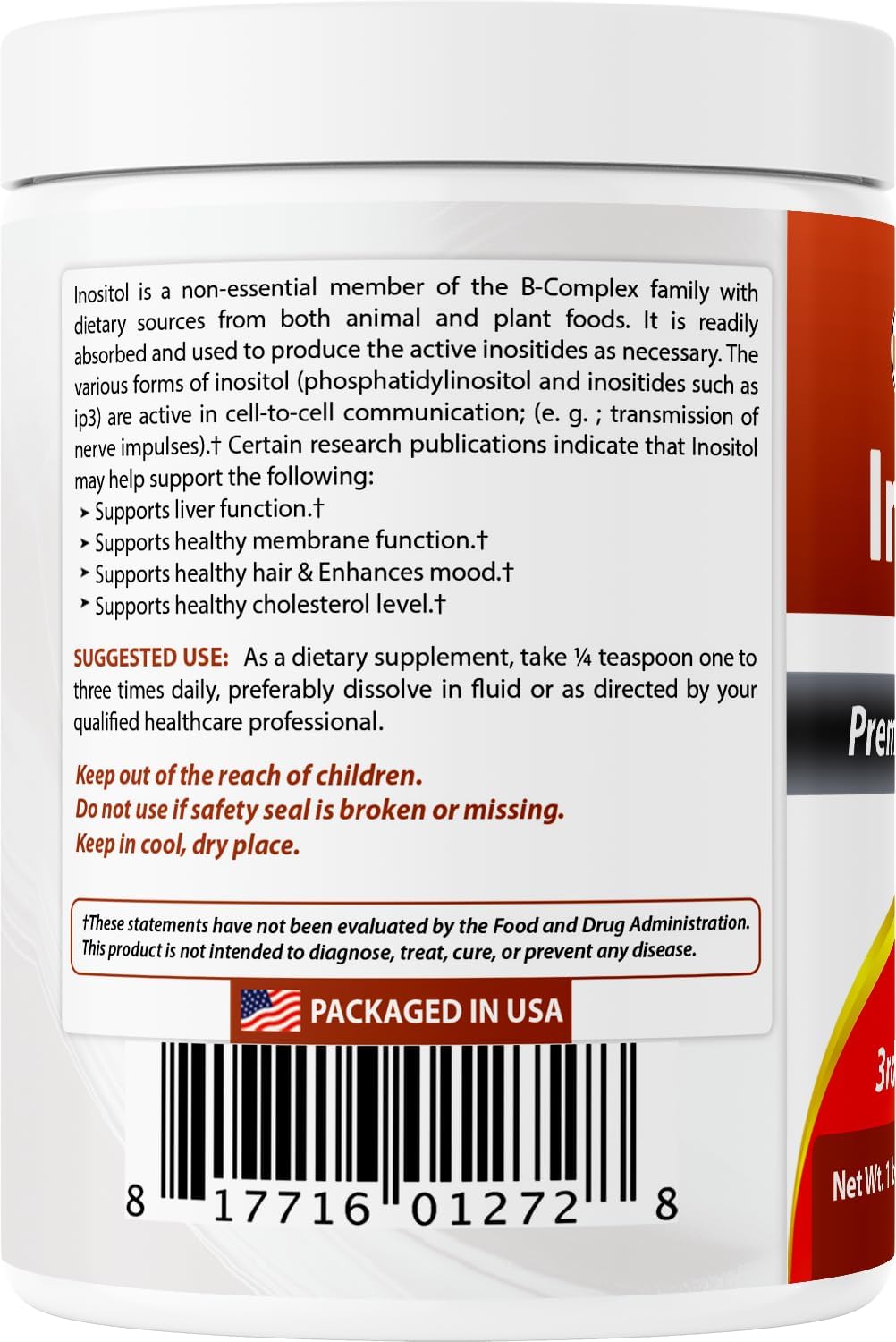 Best Naturals Pure Inositol Powder (Vitamin B8), 454 g - görsel 7