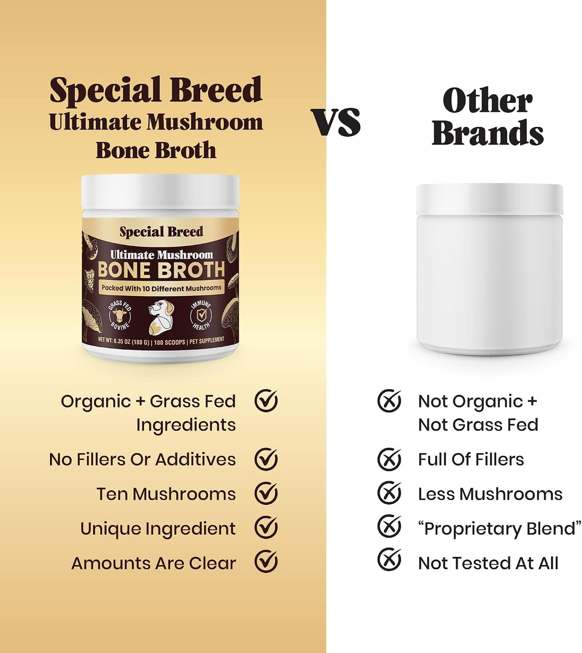 Beef Bone Broth for Dogs - High Protein Powder with Ten Organic Mushrooms and Collagen - görsel 4