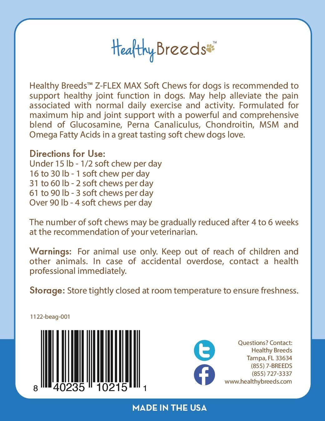Healthy Breeds Beagle Z-Flex Max Hip and Joint Soft Chews, 170 Chews - görsel 3