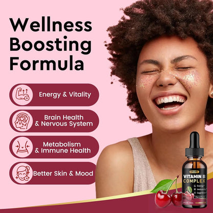 CFILIHTC Vitamin B Complex Liquid Drops – Methylated B12, Biotin, Cherry Flavour