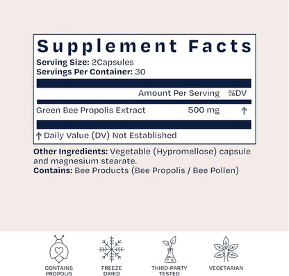 BioPure Brazilian Green Propolis Extract – Natural Freeze-Dried Extract with Artepillin-C and Phenols – 60 Capsules