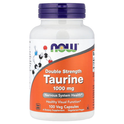 NOW Foods Taurine 1000mg Double Strength, 100 Vegan Capsules