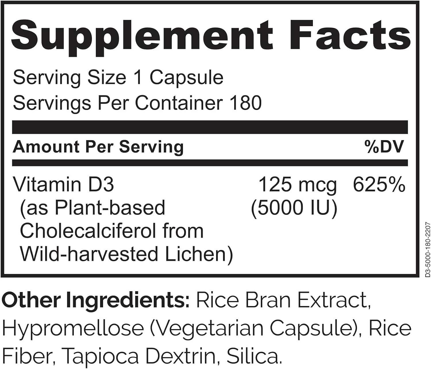 NATURELO Vitamin D - 5000 IU - Plant Based from Lichen - Natural D3 Supplement - Vegan - Non-GMO - Gluten-free - 180 Capsules - görsel 3