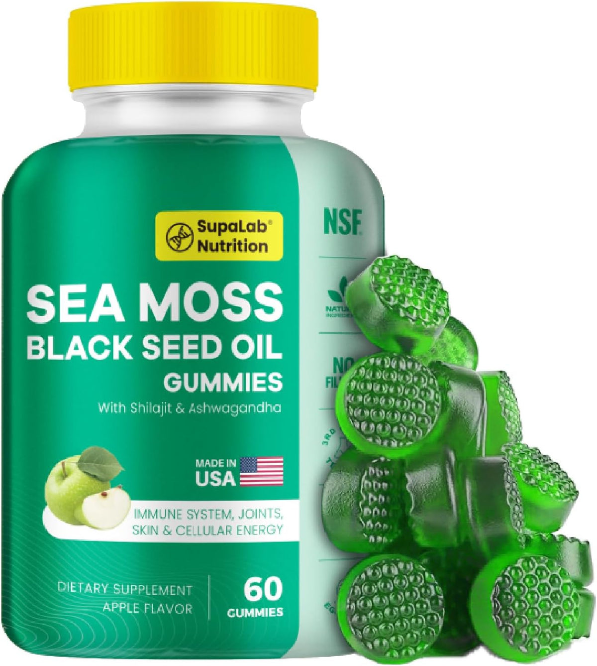 Sea Moss Gummies with Shilajit, Ashwagandha & Astaxanthin, Rich in Minerals & Vitamins for Immunity, Gut Health & Energy - Superfood Sea Moss Supplements - 60 Gummies - görsel 1