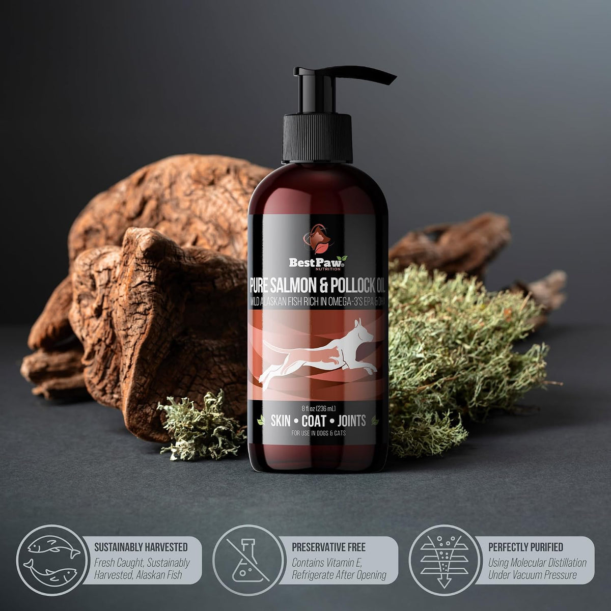 Wild Alaskan Salmon Oil for Dogs | Liquid Omega-3 with Pump | 240 ml - görsel 9