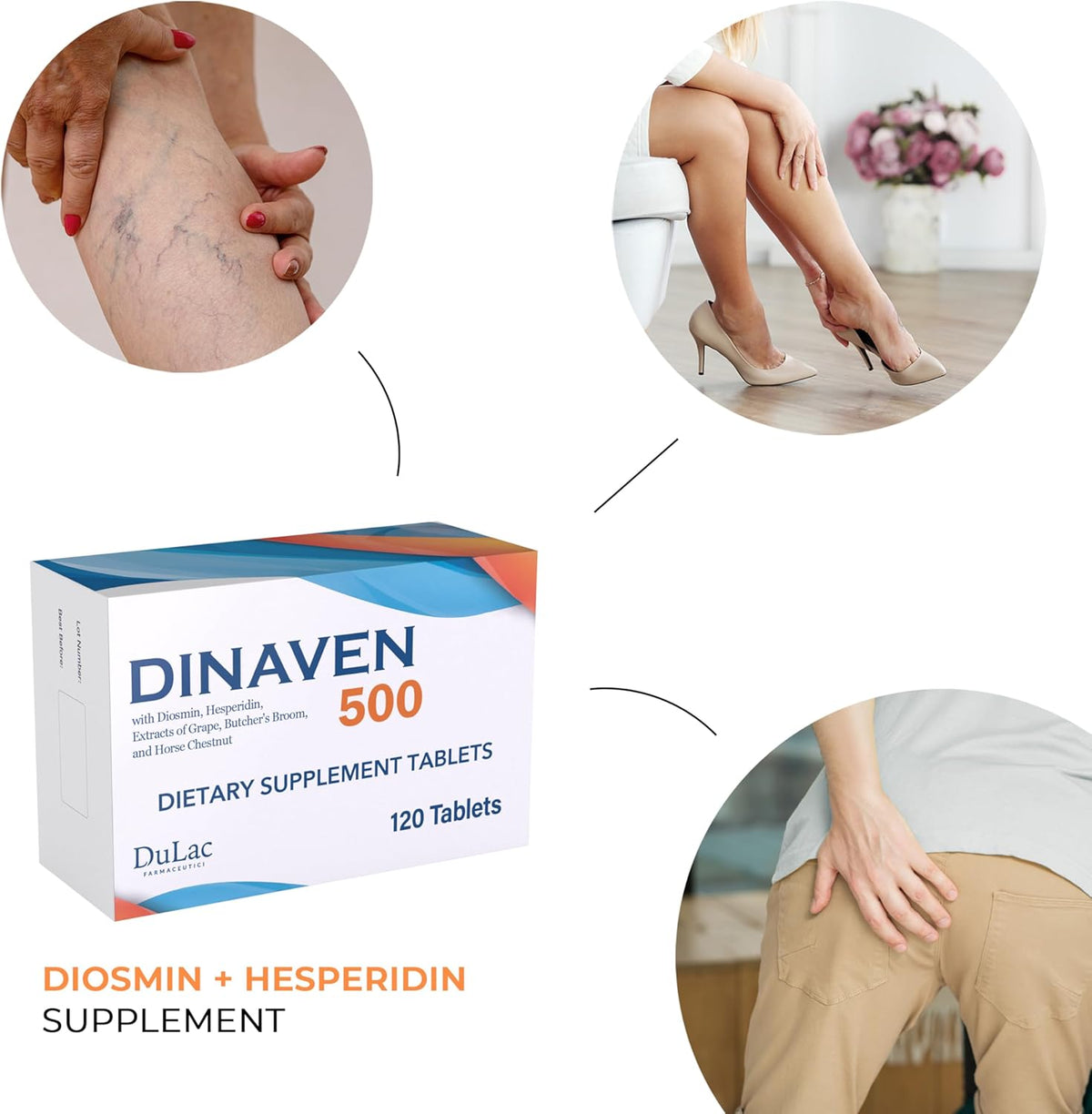 Dulac Dinaven 500, Micronised Diosmin Hesperidin Dietary Supplement, 120 Tablets - görsel 3