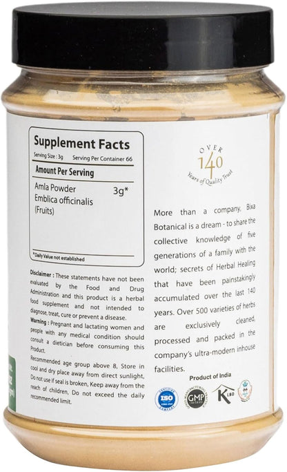 bixa BOTANICAL Amalaki Amla Berries Powder - Indian Gooseberry - Rich in Natural Vitamin C - Non-GMO - Gluten-free - 200g (7 oz)
