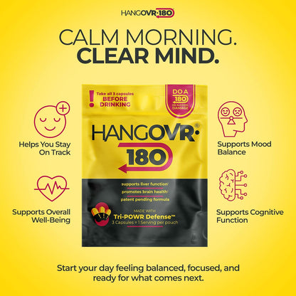Hangovr180 Tri-Power Before Drinking Defence Supplement – 4 Pack