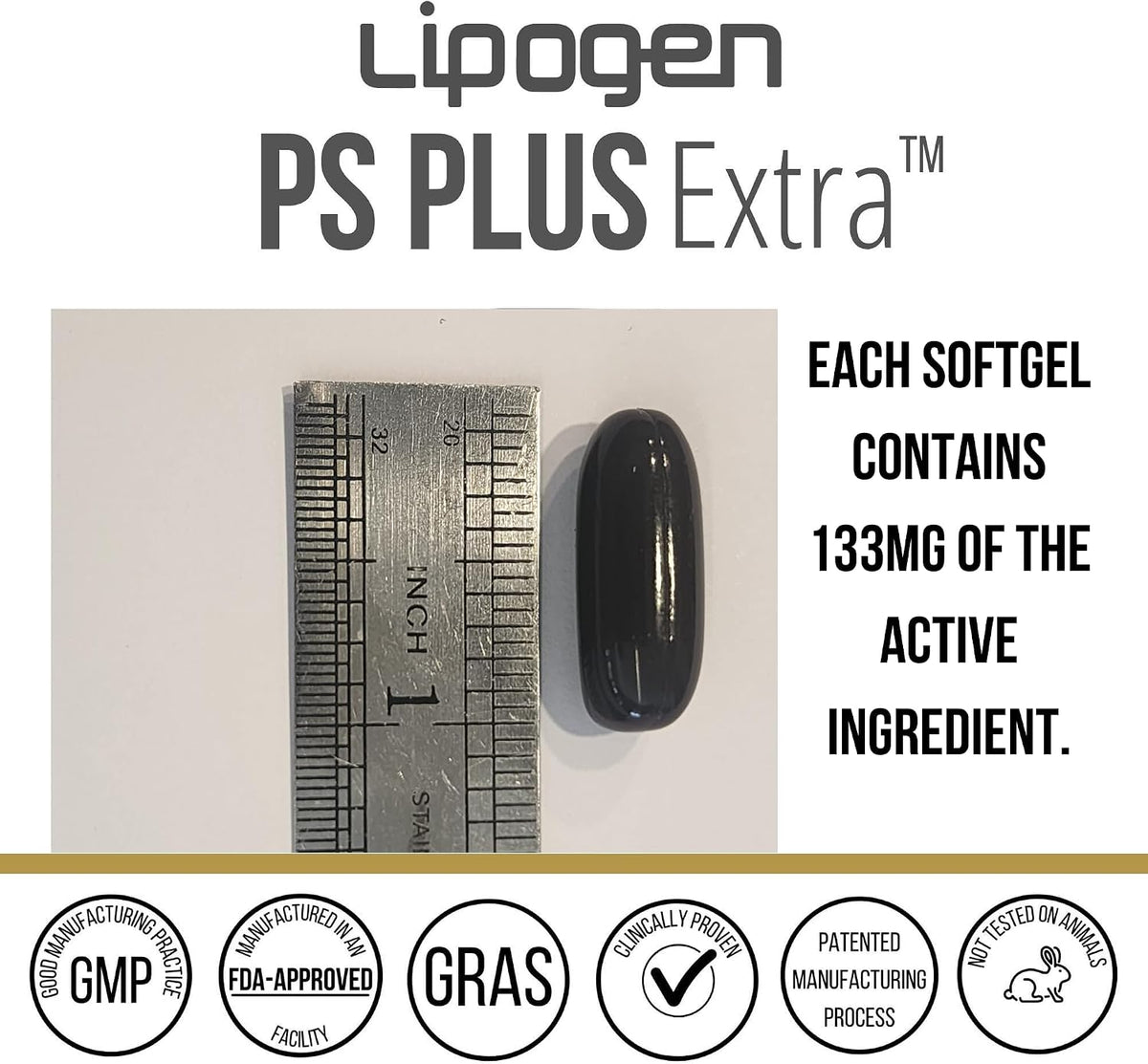 Lipogen PS Plus Extra Brain Booster – 133mg Phosphatidylserine, 30 Softgels - görsel 3