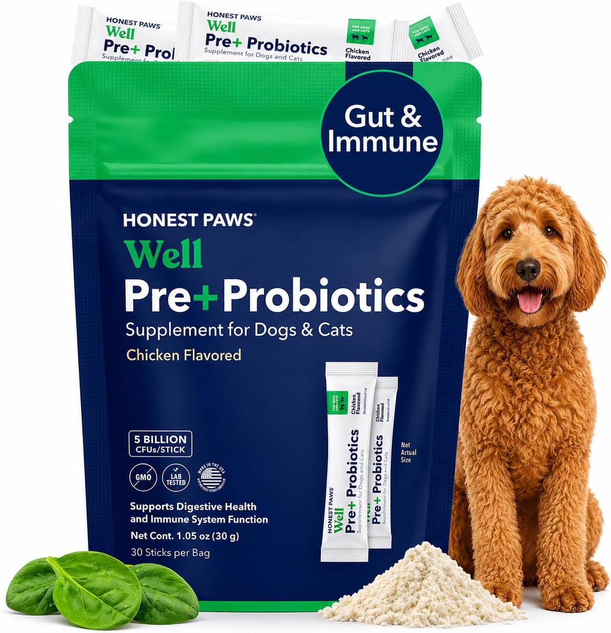 Honest Paws Probiotics for Dogs - Dog Digestion Gut Health Probiotic Powder with Prebiotic Made in the USA, Digestive and Immune Support - Digestive Enzymes with Pumpkin Flavour (30 Sticks) - görsel 10