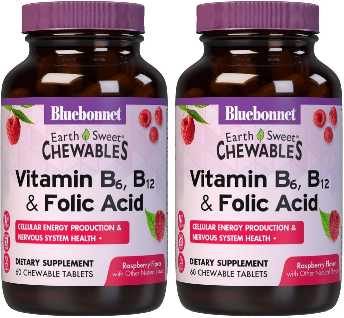 Bluebonnet Nutrition Earth Sweet Vitamin B6, B12 & Folic Acid Chewable Tablets, Raspberry Flavour - görsel 9