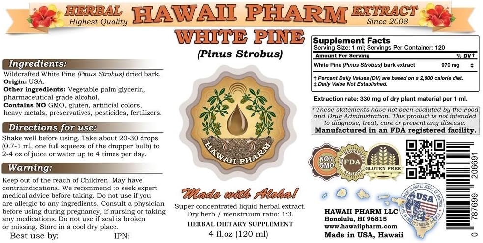 White Pine Liquid Extract - Hawaiian Herbal Tincture, 946 ml - görsel 2